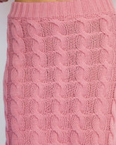Cuddle With Me Cable Knit Mini Skirt - Pink